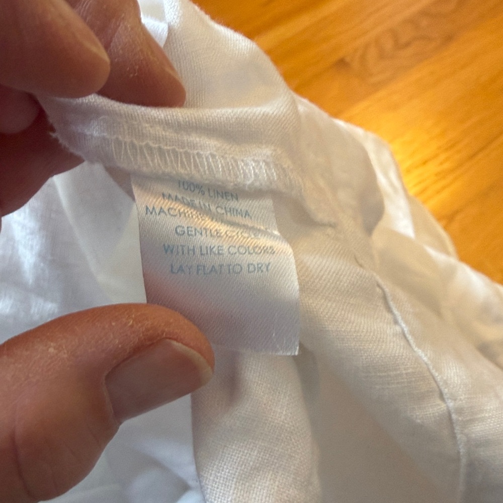 LAKE Pajamas White Linen Coco Cover-Up Dress Knot Tie Shoulders XXL - Picture 6 of 8